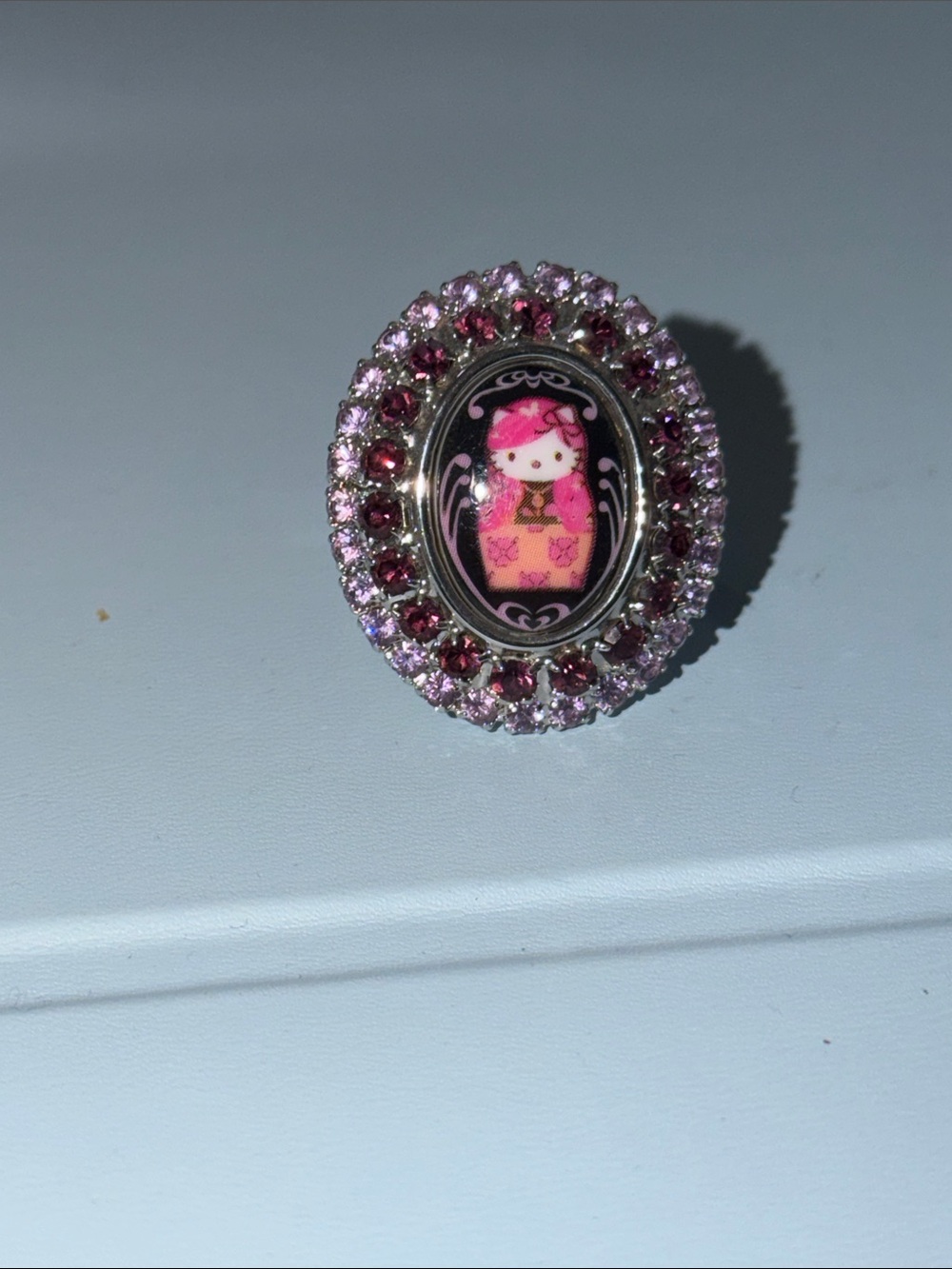 Hello Kitty Purple Pink Enamel Oval Ring